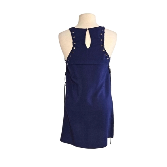 Amanda Uprichard Blue Silk Side Lace Up Mini Dress - Picture 5 of 7